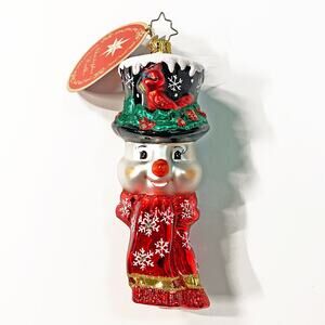 NWT Christopher Radko 'A Snowman Worth Flocking To' Glass Christmas Ornament